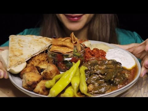 ASMR MIDDLE EASTERN FOOD MIXED PLATE SOFT CRUNCHY DELICIOUS MUKBANG #asmr #mukbang #middleeastfood