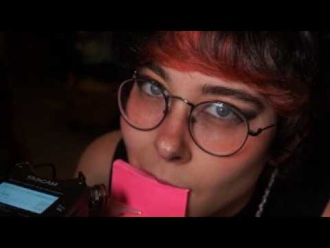 ASMR Chewing on a Stack of Sticky Notes | Mouth Sounds + Light Talking