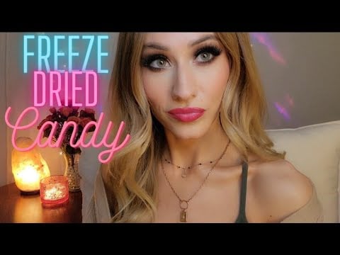 ASMR Freeze Dried Candy✨️🍭(crunchy mouth sounds, tapping + scratching w/ long nails)