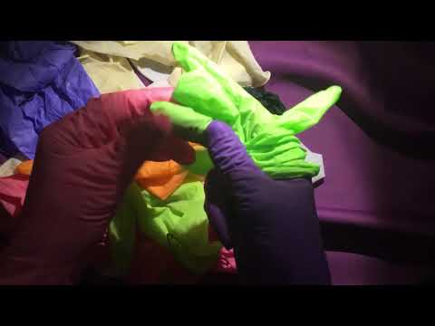 LATEX GLOVES ✋✌ Colorfull used Gloves Layering ➕💜➕💙➕  [[ASMR]]