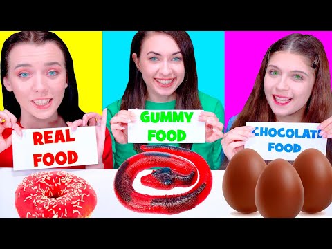 🍫🧁 ASMR Real Food VS Jelly Chocolate Food Challenge #mukbang