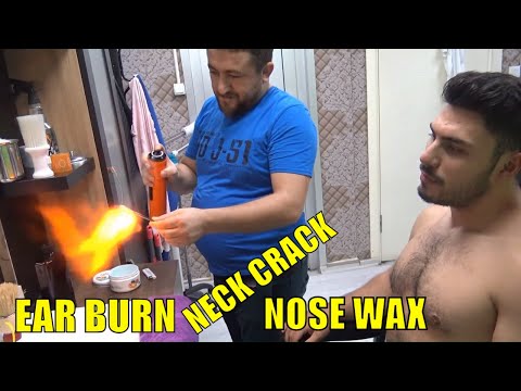 ASMR TURKISH BARBER=EAR BURN-NECK CRAC- NOSE WAX SERIES VİDEOS =SLEEP=kulak yakmak - boyun kütletmek