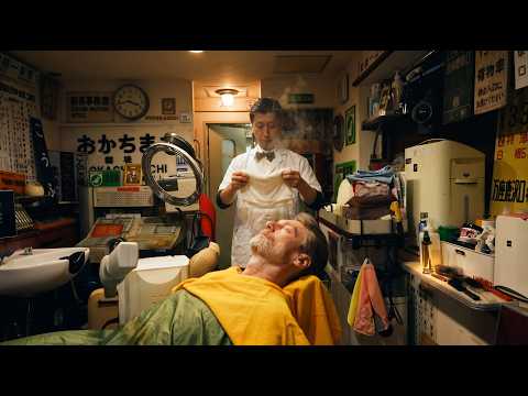 💈 Inside Tokyo's Legendary Train Themed Barbershop For A Hot Towel Shave 🇯🇵