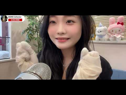 ASMR🎧｜Medical white rubber gloves and essential oil for rubbing hands