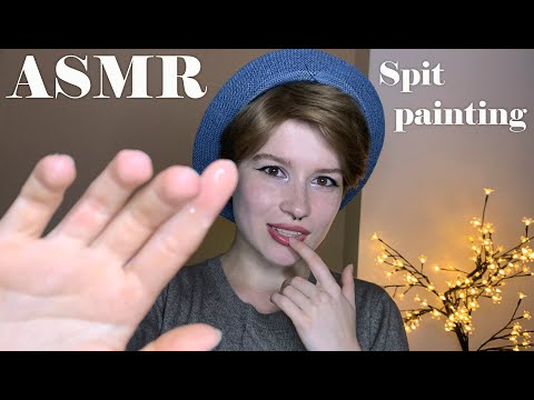 АСМР напишу твой портрет слюнкой 👩🏻‍🎨 Звуки рта 🖤 / ASMR spit painting 👩🏻‍🎨 Mouth sounds, roleplay 🖤