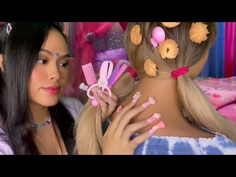 ASMR That Girl From Middle School Plays W/ Your Hair (Hair Salon, Haircut, Style) + Back Scratch RP