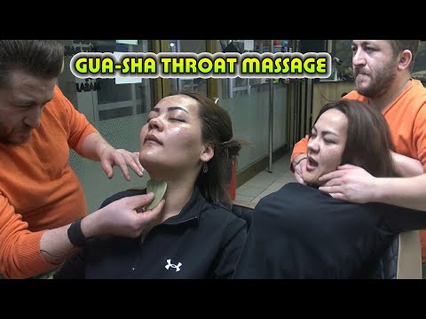 FEMALE GUASHA THROAT MASSAGE &NECK-EAR CRACK& asmr head,back,ear,neck,face,arm,palm,foot,leg massage