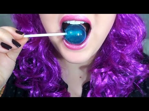 ASMR Blue Raspberry Lollipop ~ Hard Candy Eating Sounds