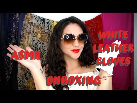 ASMR Unboxing White Leather Gloves + Gloves Sound!!!