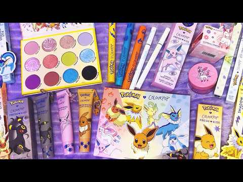 ASMR Pokemon Eevee Makeup Haul (Whispered, Swatching)