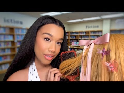 ASMR Girl Behind You in The School Library Play with Your Hair 📚😋 ASMR Hair Play