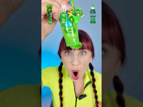 ASMR Green Candy Party Sour Gel, Lollipop, Jelly Candy  #mukbang