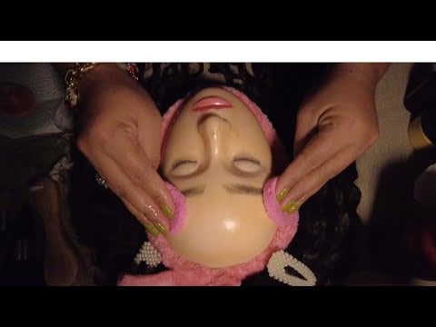  Relaxing Face Massage | ASMR | Makeup Removal on Mannequin ~ Skincare for Deep Sleep 🛌  Whispering 
