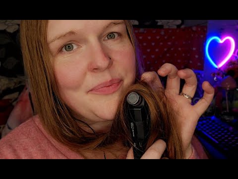 ASMR Hair Ear Digging, Mouth Sounds, Ramble Whispering🌸