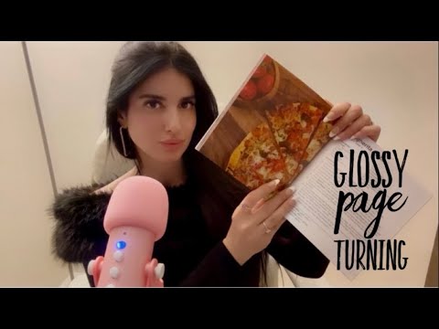 ASMR glossy page turning recipe book flip through (gum chewing, whispered) 🍳🥘🥂
