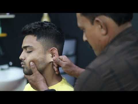 Very Hard Massage By The Big Eyes Barber With Neck Crack And Ear Crack ASMR