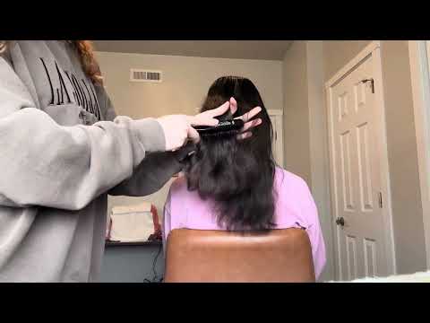 ASMR Hair Play - brushing and hair straightening, no talking