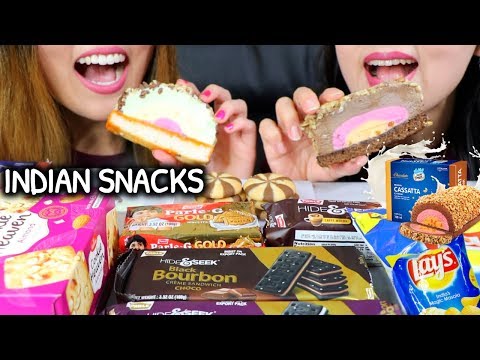 ASMR TRYING INDIAN SNACKS 과자 리얼사운드 먹방 स्नैक्स | Kim&Liz ASMR