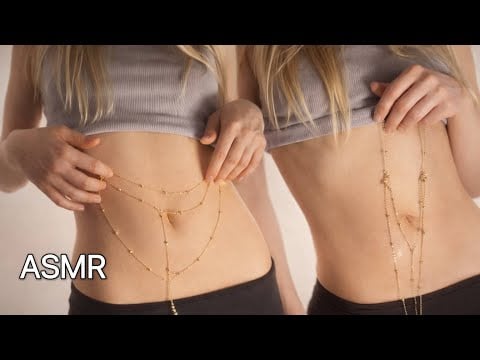 [4K USA] ASMR Belly Gel & Chain Play (tapping, scratching, rubbing)