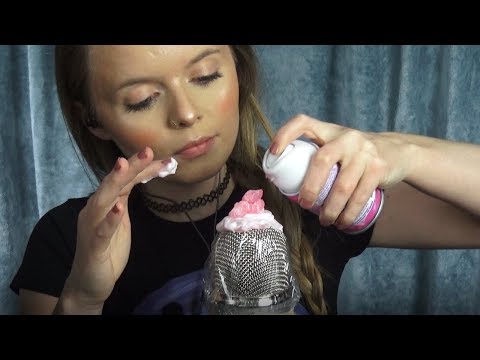 ASMR - Shaving Cream on Mic [crinkly, foamy, messy :)]