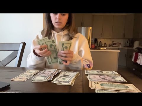 Budgeting ASMR | Counting Cash and Stuffing Envelopes with Bartender Pay 💵