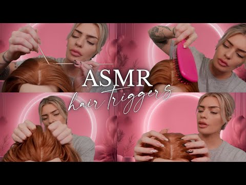 ASMR Most Popular Hair Play Triggers ✨(hair brushing, scalp scratching, hair pulling & hair play)