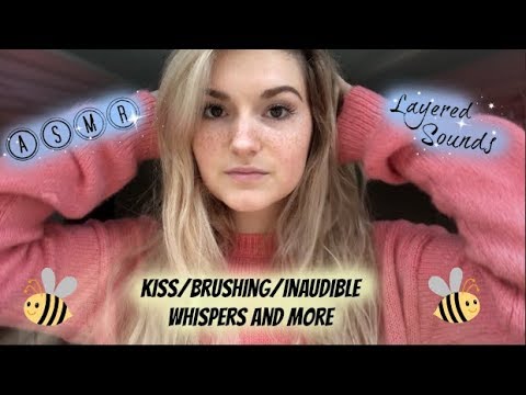 ASMR Layered Sounds with Hand Movements/Hair Play // Kisses, Brushing, & Inaudible Whisper