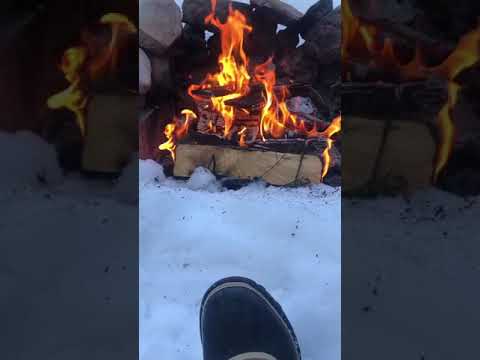 Fire crackling snow humming deep relaxation birds cozy sleepy feux neige Canada (ASMR)