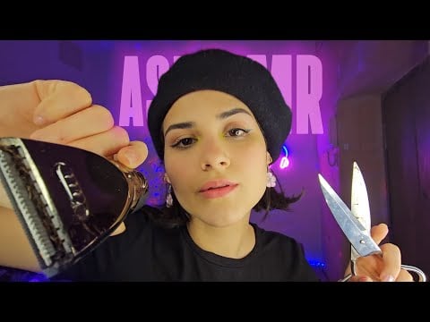 ASMR BARBEARIA💈 fazendo BARBA E CABELO com a melhor BARBEIRA da cidade