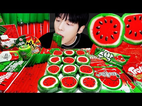 ASMR MUKBANG | 수박 디저트 아이스크림 탕후루 딸기 수박젤리 먹방 & 레시피 DESSERT ICE CREAM WATERMELON TANGHULU