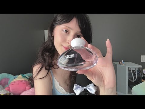ASMR trying a CLOUD scented perfume ☁️🫧 fragrance whispers & review, unboxing cloud reverie ~