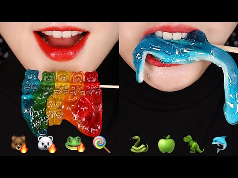ROASTED JELLY ASMR CANDIED JELLY ASMR TANGHULU ASMR HARIBO JELLY ASMR EMOJI FOOD ASMR 🐻