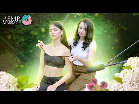 ASMR Outdoor Back Massage in the garden by Anna