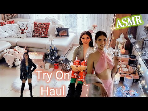 ASMR Winter Clothing Haul Try On (Leather Jacket, Leather Gloves, Heels & Socks Scratching,Leggings)