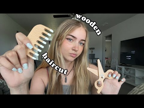 ASMR Wooden Haircut✂️ (fast and aggressive, personal attention)