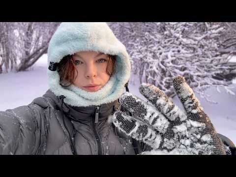 ASMR walking in the snow ❄️ crunchy footsteps & scratching