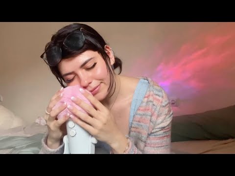 ASMR in bed 🌸 rambling, announcement, nail tapping, head massage