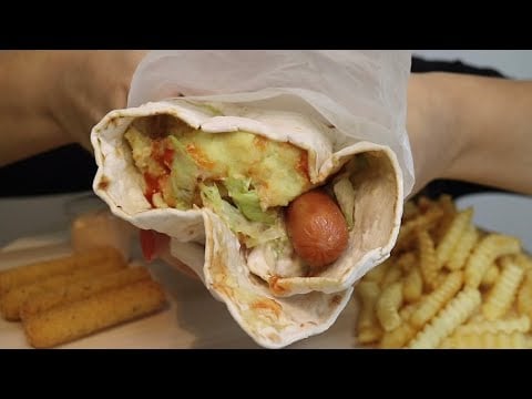 ASMR FLATBREAD MASHED POTATO & SAUSAGE / MOZZARELLA STICKS / FRIES / no talking / CREMA ASMR #asmr