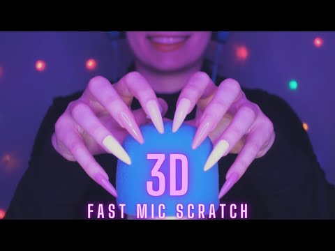 Asmr Fast and Aggressive Mic Scratching - Brain Scratching with Long Nails | No Talking for Sleep 1H