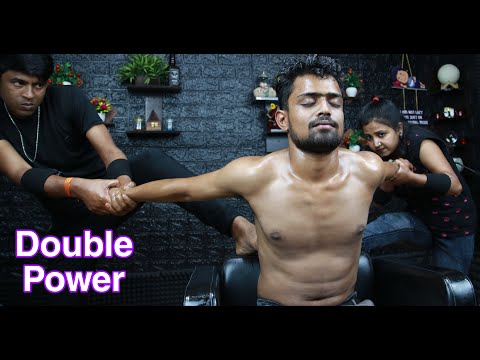 Double Barber Doing Head And Body Massage With Cracking | Lady Barber Chaitali Body Massage ASMR