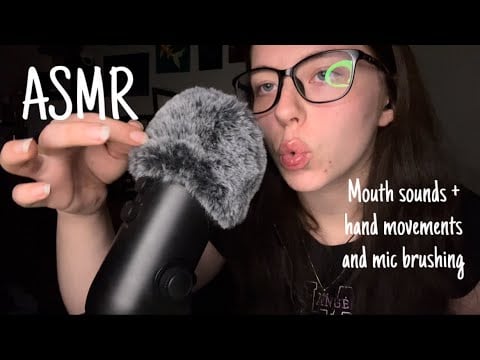 ASMR Mouth sounds with hand movements and gentle mic brushes 