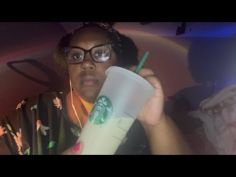 ASMR Whisper Ramble + iced coffee drinking sounds 