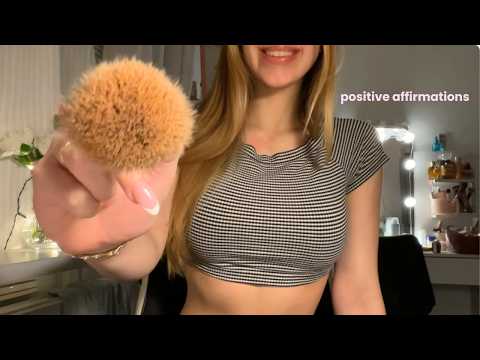 asmr 1 hour of positive affirmations + face brushing 💗