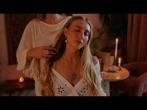 ASMR Unintentional styling adjustments, tingly normal hand movements pace, whispers (w music option)