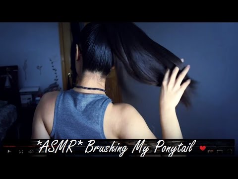 ASMR BRUSHING MY HAIR PONYTAIL (faster pace on a full moon having fun lol)