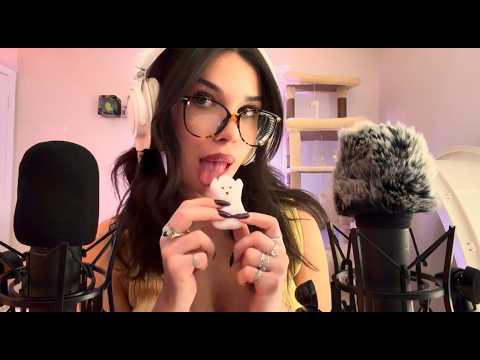 ASMR Marshmallow Eating (mouth sounds, ear to ear, soft spoken to whisper)