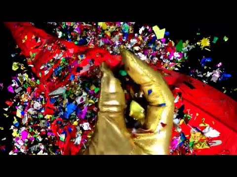 💥Golden Gloves💥 brushing, colorfull🎊 Feathers and Confetti🎉 [[ASMR]]