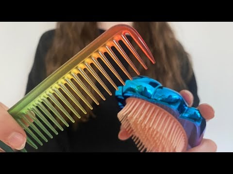 ASMR Putting your hair up | brushing your hair | bangs combing | actual camera touching | lo-fi