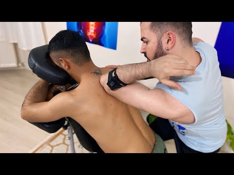 ASMR Massage - Neck + Shoulder + Leg (Chair Massage)