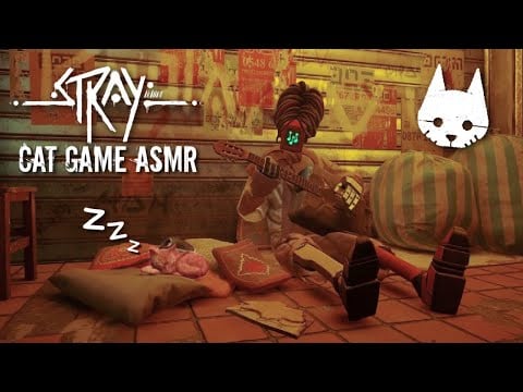 Stray ASMR 🐱 Small kitty explores a Cyberpunk City 🐈 Soft whispering for sleep